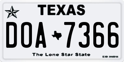 TX license plate DOA7366