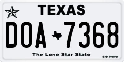 TX license plate DOA7368