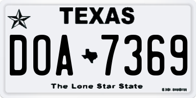 TX license plate DOA7369