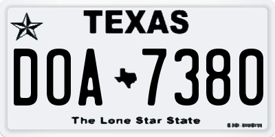 TX license plate DOA7380