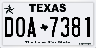 TX license plate DOA7381