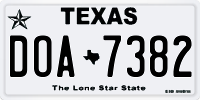 TX license plate DOA7382