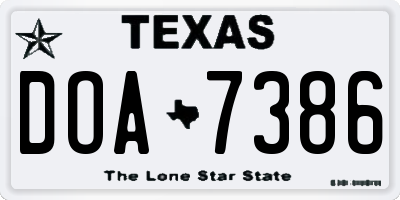 TX license plate DOA7386