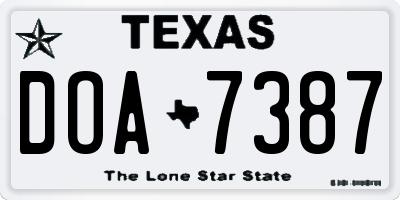 TX license plate DOA7387