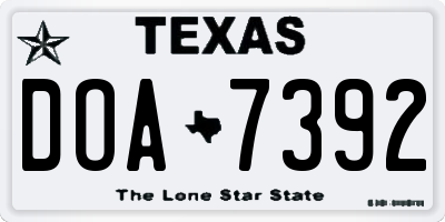 TX license plate DOA7392