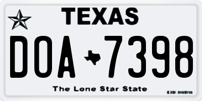 TX license plate DOA7398