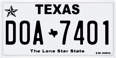 TX license plate DOA7401