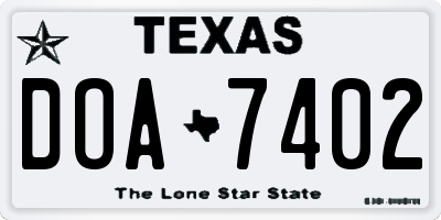 TX license plate DOA7402