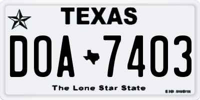 TX license plate DOA7403