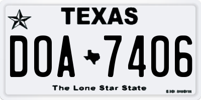 TX license plate DOA7406