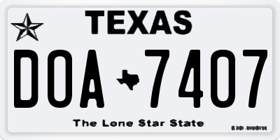 TX license plate DOA7407