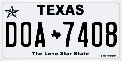 TX license plate DOA7408