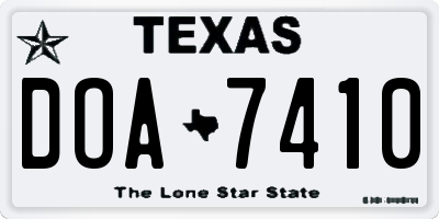 TX license plate DOA7410