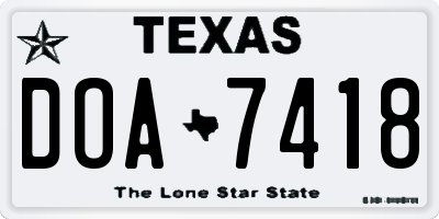 TX license plate DOA7418