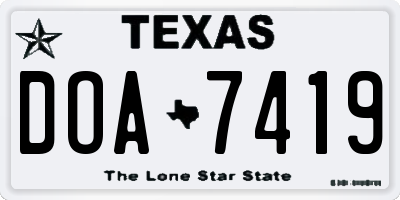 TX license plate DOA7419