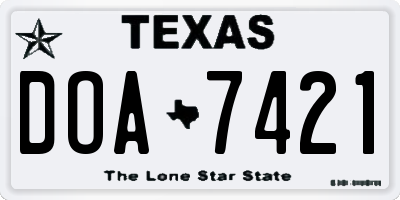 TX license plate DOA7421