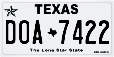TX license plate DOA7422