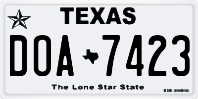 TX license plate DOA7423