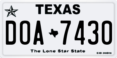 TX license plate DOA7430