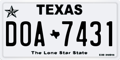 TX license plate DOA7431