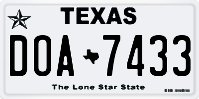 TX license plate DOA7433