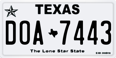 TX license plate DOA7443