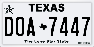 TX license plate DOA7447