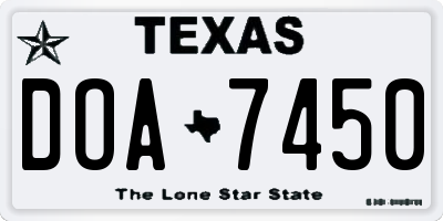 TX license plate DOA7450