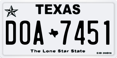 TX license plate DOA7451