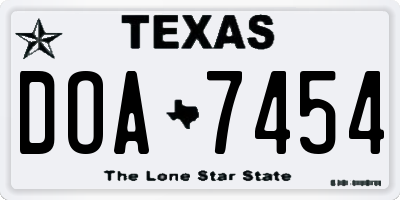 TX license plate DOA7454