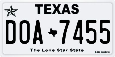 TX license plate DOA7455