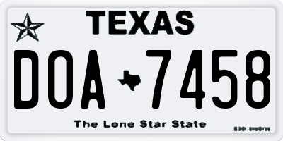 TX license plate DOA7458