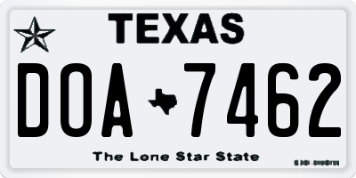 TX license plate DOA7462