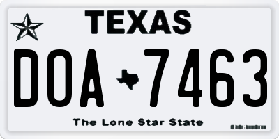 TX license plate DOA7463
