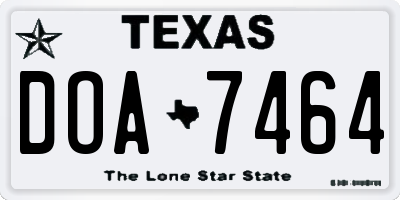 TX license plate DOA7464
