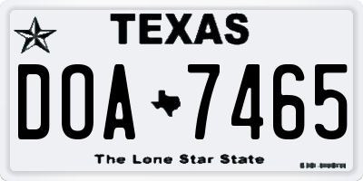TX license plate DOA7465