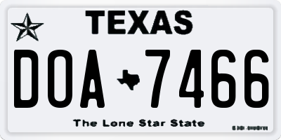 TX license plate DOA7466