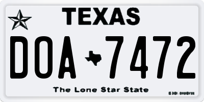 TX license plate DOA7472