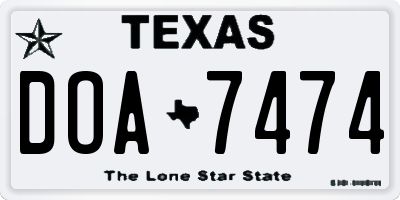 TX license plate DOA7474