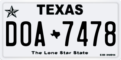 TX license plate DOA7478