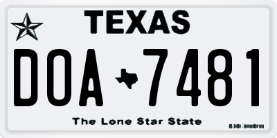 TX license plate DOA7481