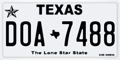 TX license plate DOA7488