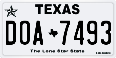 TX license plate DOA7493