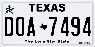 TX license plate DOA7494