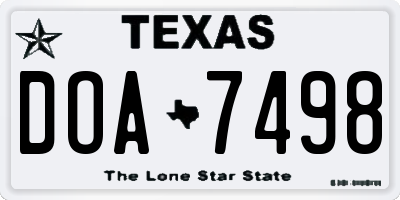TX license plate DOA7498