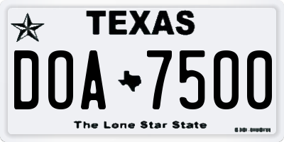 TX license plate DOA7500
