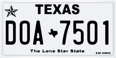 TX license plate DOA7501