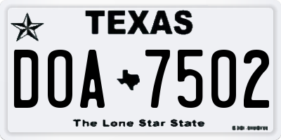 TX license plate DOA7502