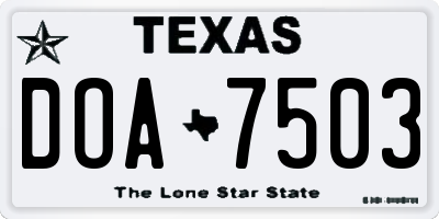 TX license plate DOA7503