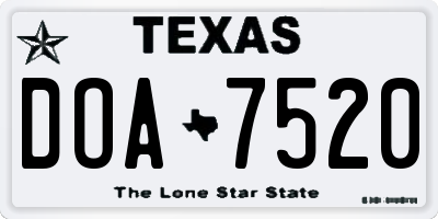 TX license plate DOA7520